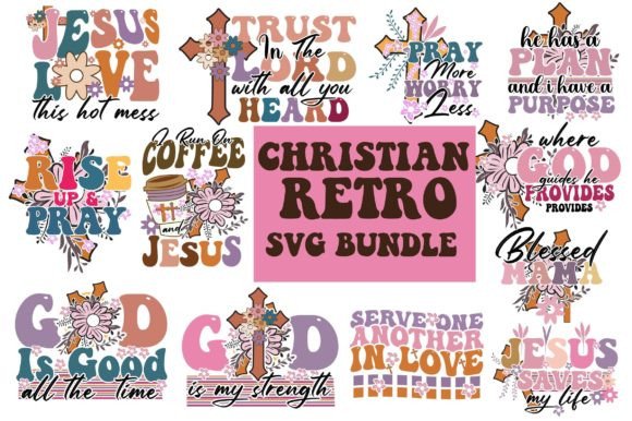 Christian Retro SVG Design Bundle for T-Shirt Designs