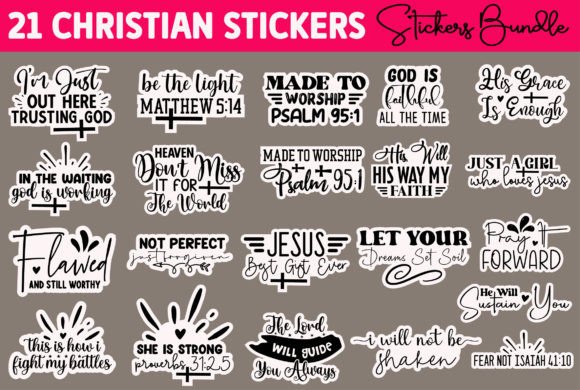 Christian Stickers Design Bundle for T-Shirt Designs