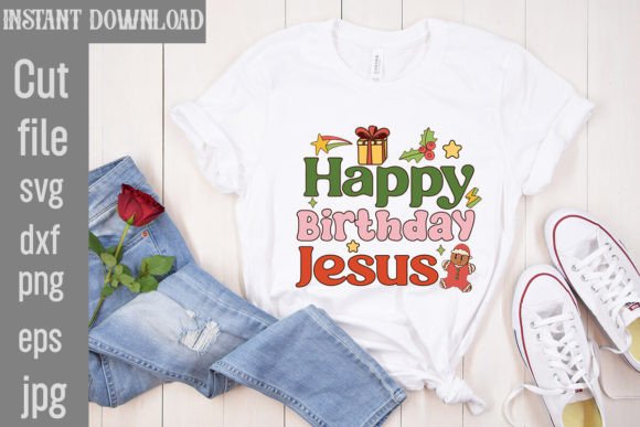 Happy Birthday Jesus Retro PNG Sublimation