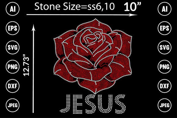 Jesus and Flower Rhinestone Design for T-Shirt