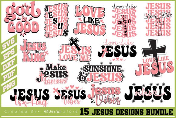 Jesus T Shirt Designs Bundle Svg: T-Shirt Graphics for Publishers