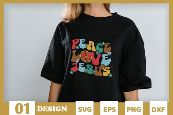 Peace Love Jesus Retro Sunflower SVG for T-Shirt Designs