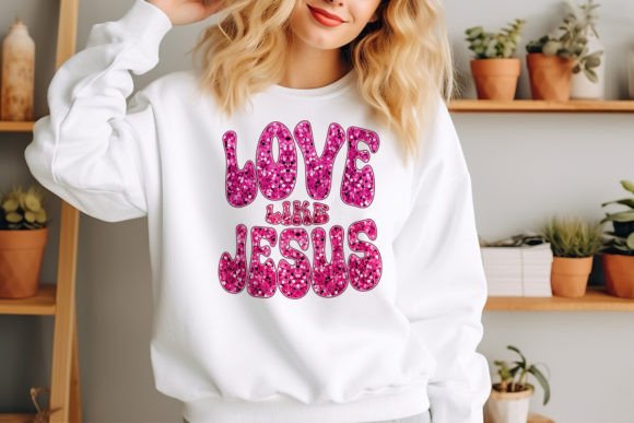 Sequin Faux Glitter Love Like Jesus T-Shirt Designs Review