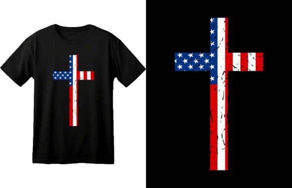 USA Flag Cross Christian Faith Design for T-Shirt Sellers